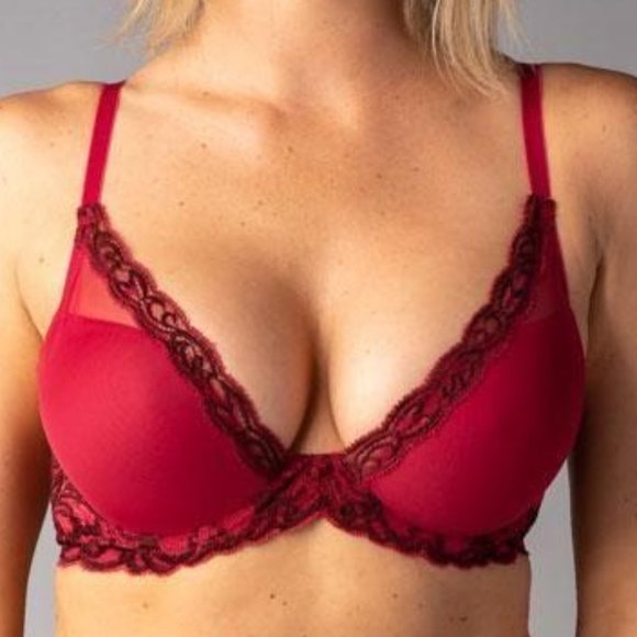 Natori Other - NATORI Feathers UW T-Shirt Plunge Bra 34DD Red NEW
